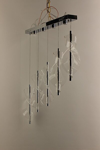 GN GEN AYDINLATMA Lüks Gümüş Gövdeli Spiral Burgu Akrilik 6'lı Sıralı Serisi ...