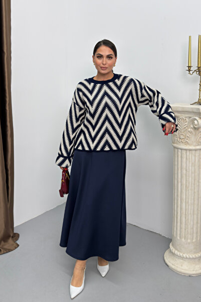 spirituel Women's Long Skirt Elastic Waist Scuba Fabric Solid Color A-Line Bell Skirt