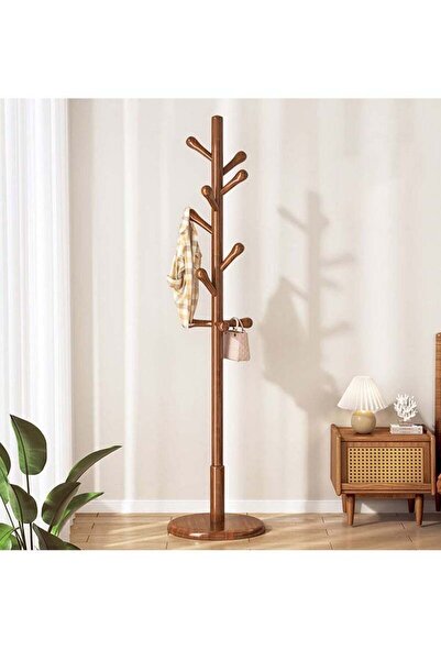Arabest Wooden Coat Rack Free Standing Coat Stand With 8 Hooks Sturdy Kids Coat Tree Easy To Assemble