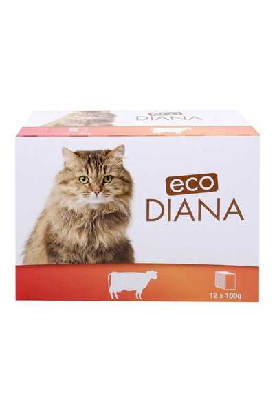 Eco Diana قطع طعام القطط مع لحم البقر في المرق، وجبة مغذية ولذيذة للقطط البالغة