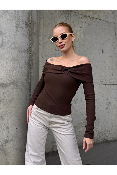 Cool & Sexy Women's Madonna Collar Ring Detail Blouse