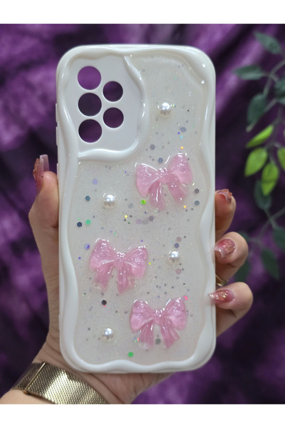 Magic Ring حافظة هاتف سامسونج جالاكسي A73 المتوافقة مع اللون الوردي ومزينة بت...