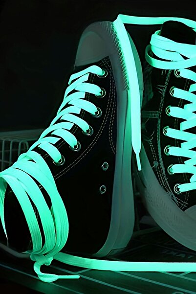 hapshoe Phosphorescent Neon Blue 7 mm Thick 1 Pair of Flat Sports Shoelaces