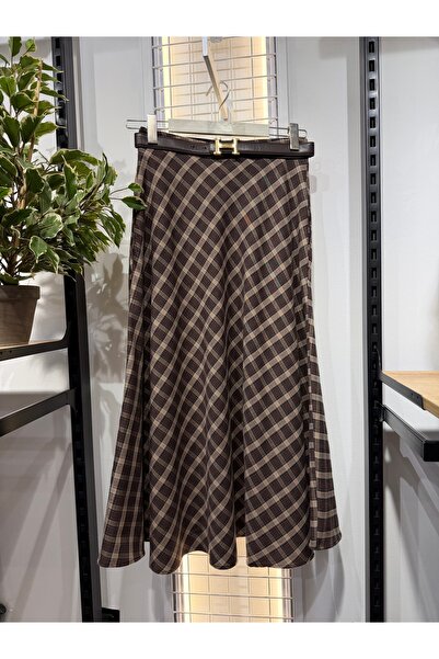 Mzr Collection KADIN EKOSE YÜN CEPLİ PİLE DETAYLI ÇAN ETEK