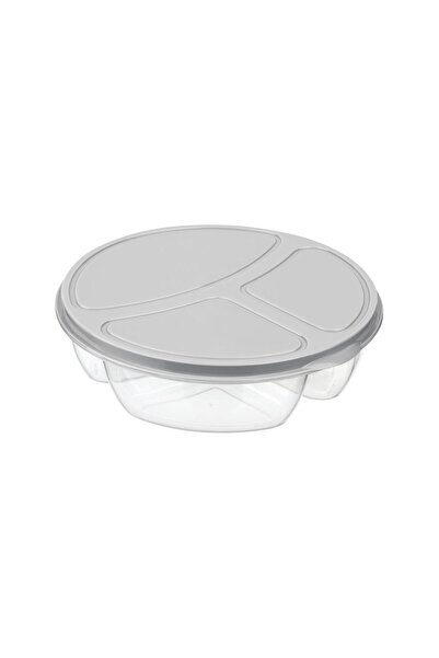 CEPHOME 3-Compartment Breakfast Storage Container Round Nutrition Container M...