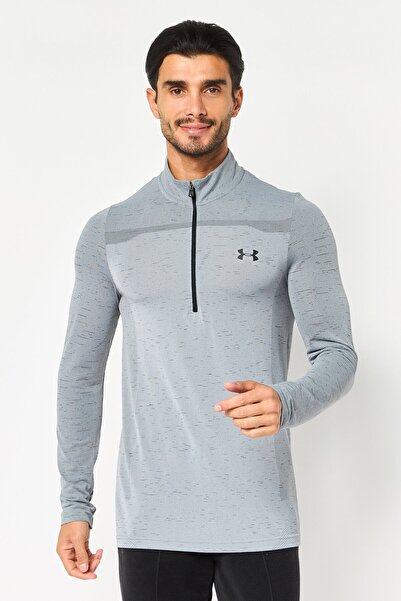 Under Armour Men Fitted Long Sleeves Half Zip Training Sweatshirt, Grey