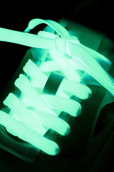 hapshoe Phosphorescent Neon Blue 7 mm Thick 1 Pair of Flat Sports Shoelaces