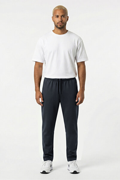 Cottonland Men's Carlo Two Thread Lycra Regular Waist Relaxed Fit Stretch Pants Dark Gray