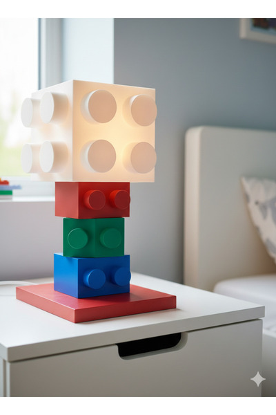 solary sistem Lego Görünümlü Çocuk Odası Masa Lambası