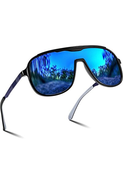 FEISEDY نظارات شمسية مستقطبة للرجال، عدسات عاكسة قطعة واحدة، نظارات شمسية عاك...