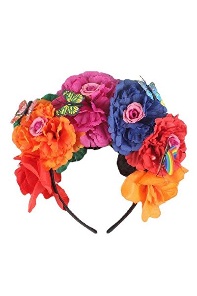 None Generic Mexican Flower Crowns Headband, Headpiece for Festival Party (Colorful)