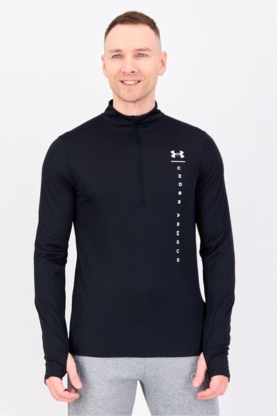 Under Armour Men Fitted Long Sleeve Speed Stride Shock Outdoor Half Zip Sweatshirt, Black