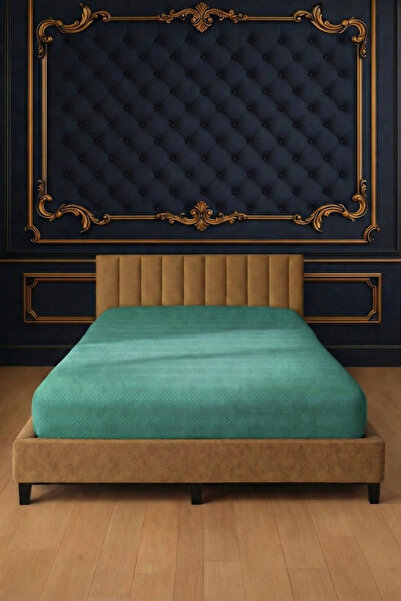 Pera Deluxe Mint Green Color Jacquard Cotton Combed Elastic Bed Sheet 180X200 cm – Domestic Production