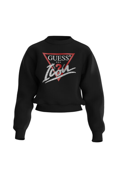 Guess Siyah Kadın Sweatshirt CN ICON SWEATSHIRT - ORGANIC COTTON