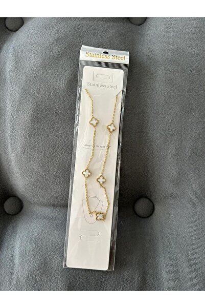 ŞEHRAZAT HANDMADE TASARIM قلادة موديل البرسيم من الفولاذ الذهبي المقاوم للصدأ