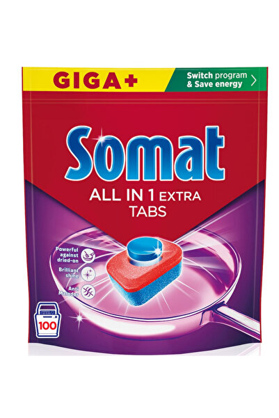 Somat All in 1 Extra, Curățare Puternică, Luciu Intens, Anti-Miros, 100 Spălări