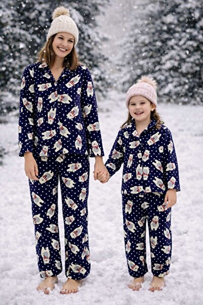 forte bella Patterned Mother-Child Unisex Top and Bottom Pajama Set Mother-Child Set Must Be Purchased Separately