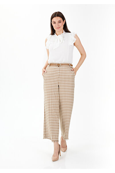 Guzella Culotte Pants with Hawkbeak Pattern and Tasseled Legs
