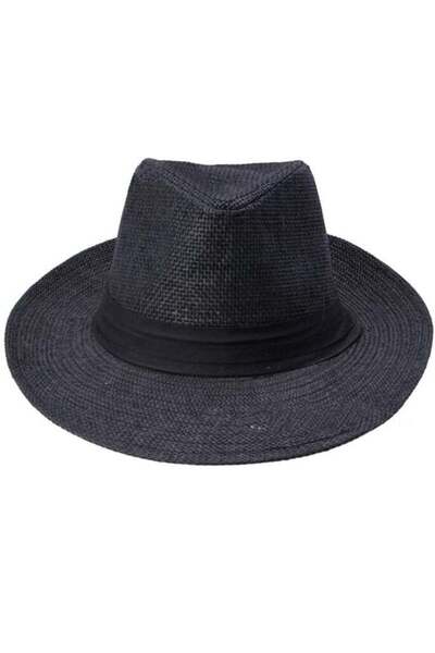 festive قبعة شمسية بريطانية عصرية للجنسين بلون موحد وحافة عريضة من القش