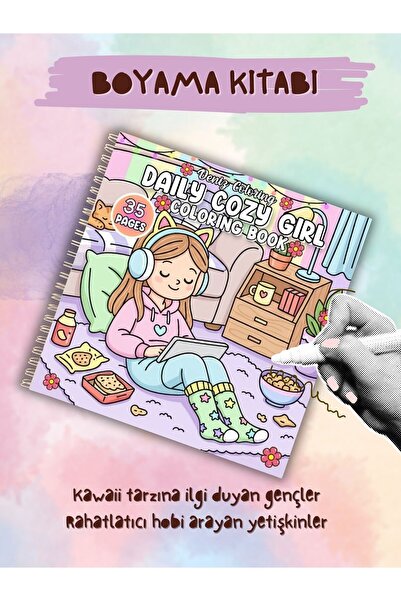 deniz9 Daily Cozy Girl Boyama Kitabı | Gençler ve Yetişkinler İçin Rahatlatıc...