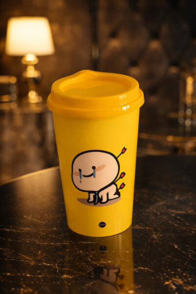 ValoriaHome Dobarlan Bırakma Gendini Sarı Kapaklı Termal Kahve Kupası | Eğlen...