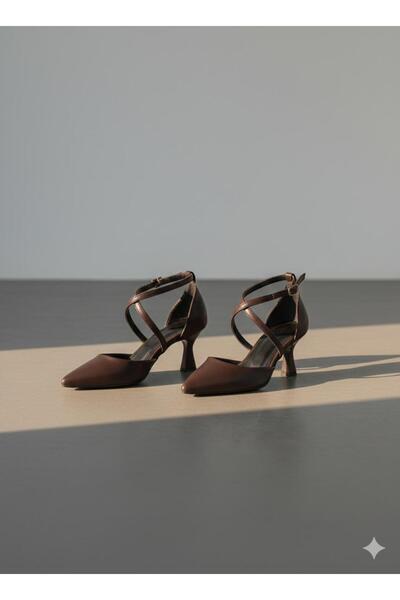 DORA kadın ganderss sivri topuklu ayakkabı-kahve cilt