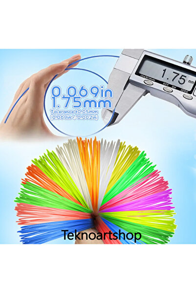 Teknoartshop 3D Kalem Filamenti 5 Renk 10 Metre (50 metre)