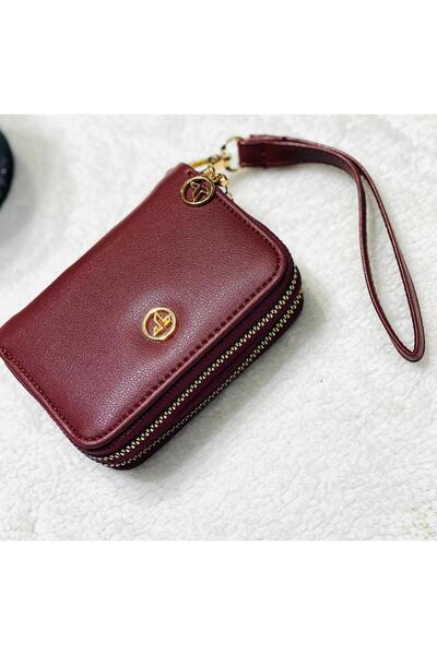 SÜNELA محفظة يد ذات جودة عالية بسحاب مزدوج، 9 سم عمودي و11 سم أفقي، مع حزام لليد