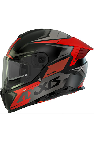 AXXIS Motosiklet Kask Hawk Evo Ixil Red Full Face Güneş Vizörlü Motor Kaskı