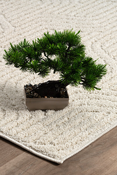 Raschel Carpet Kaymaz Taban Moopy Krem Bukleli Yumuşak Soft Dokuma Yolluk Halı Antialerjik Yolluk Lp1003a_krem