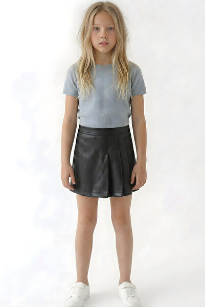 ESİLA KİDS Girl's Leather Skirt Black Color 4-14 Years Old