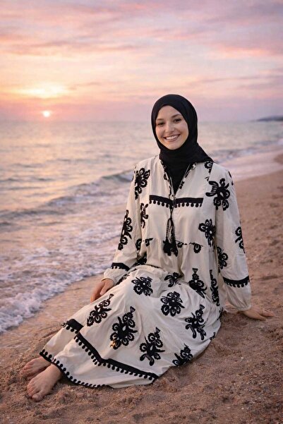 forte bella Ethnic Pattern Maxi Length Hijab Dress