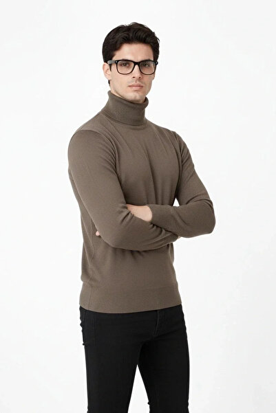 BLACK MODBLACK Full-Necked Fisherman Collar Knitwear Sweater, Soft Textured C...