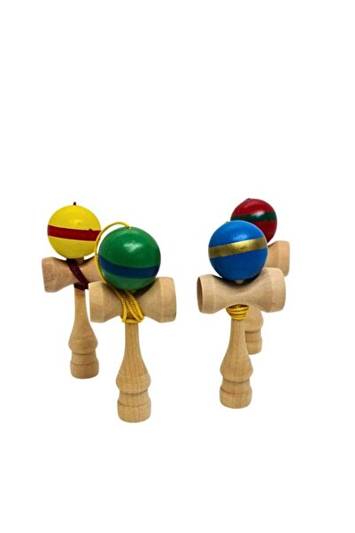 OEM Mini Kendama din Lemn, 8 cm, Culori Aleatorii, Joc de Îndemânare pentru Copii