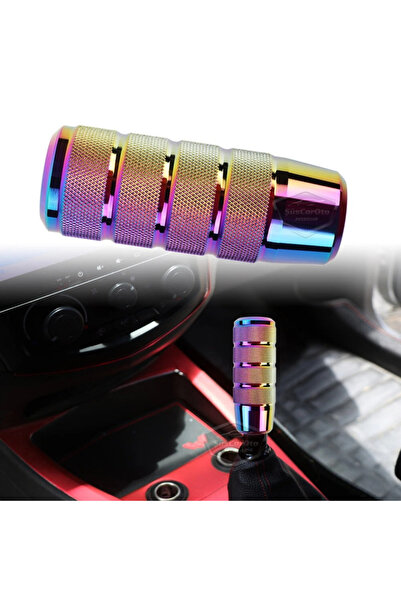 ŞüsCarOto Aksesuar Universal 9.5cm Jdm Metal Sport Gear Shift Knob with Bracket Aluminum Auto-Manual Chameleon Neo Chrome