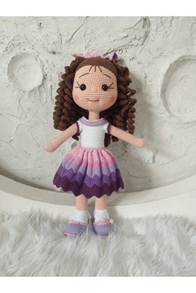 evim oyuncak dünyası Lavanta kıvırcık saçlı karnaval bebek amigurumi organik