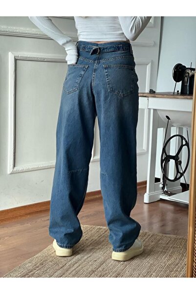 LA TUBA Women's'''E.N.T.R.E.N.D 2.0.2.6''' Belde Toka Di̇zde Di̇ki̇ş Detailli Yüksekbel Baggy Jean's