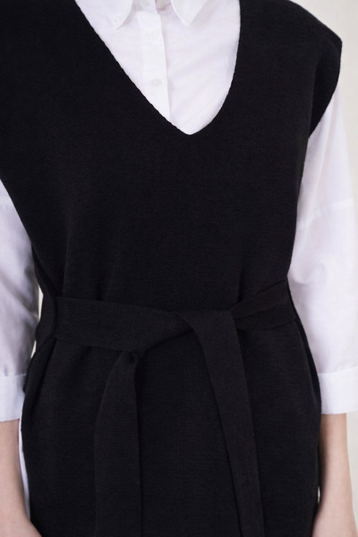 MISSRUBA Women's Black Belted Knit Sweater - Ks0001