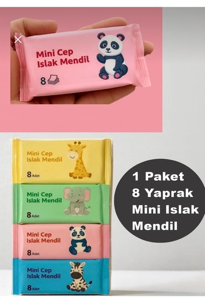 MİMOZA PARK 8 Paket 8 li Mini Islak mendil + 9 Paket 8 li Kuru Mendil