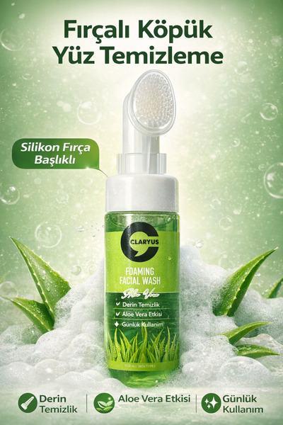 Claryus Silikon Fırçalı Köpük Yüz Temizleme – Aloe Vera Etkili Derin Temizlik