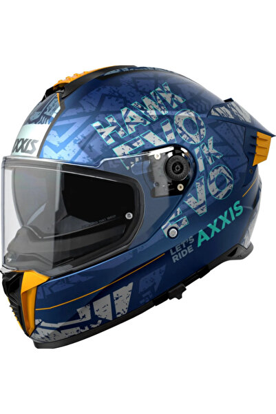 AXXIS Motosiklet Kask Hawk Evo Lets Rıde B7 Full Face Güneş Vizörlü Motor Kaskı
