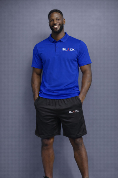 NOFLEN طقم شورت بولو أسود مطبوع للرجال