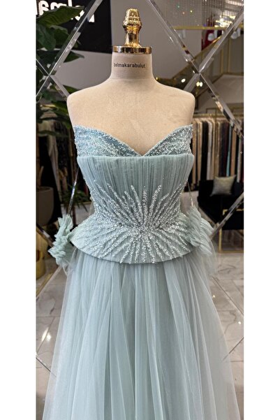 Hanımefendi Giyim Strapless Sweetheart Neckline Crystal Embroidered Princess ...