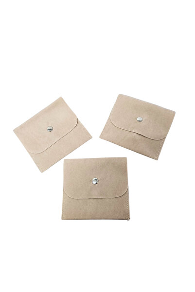 ÖZER KUTU Kadife (SÜET) Zarf Kese Krem 25Adet 10x10 cm Boy Takı, Altın Kesesi...