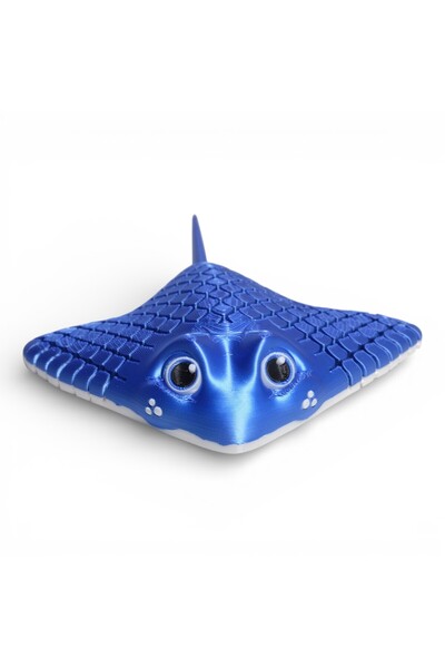 Deniz3DToys Hareketli Manta Vatoz Balığı Oyuncak - Vatoz Figür - Parlak Mavi