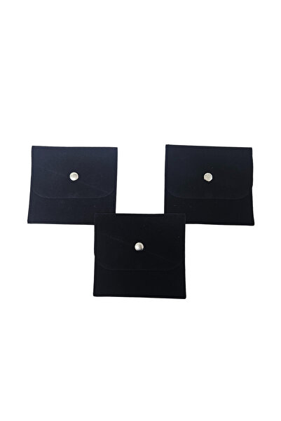 ÖZER KUTU Kadife (SÜET) Zarf Kese Siyah 25 Adet 10x10 cm Boy Takı, Altın Kese...