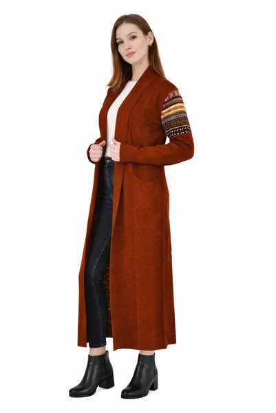 MISSRUBA Women's Tile Rug Patterned Long Cardigan - Kh0001