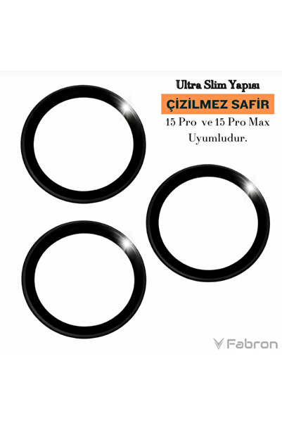 FABRON عدسة سافير أصلية لهاتف iPhone 15 Pro / iPhone 15 Pro Max واقي عدسة الك...