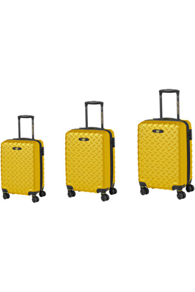 Caterpillar Set of 3 Cargo Industrial Plate trollers (20/24/28 inch) - hardside ABS material - yellow