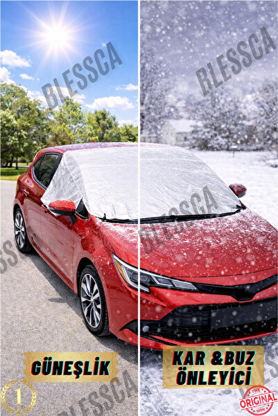 Blessca غطاء سيارة من القماش المشمع مضاد للتجمد، غطاء خيمة للسيارة، مظلة للزجاج الأمامي، واقي من الشمس والثلج